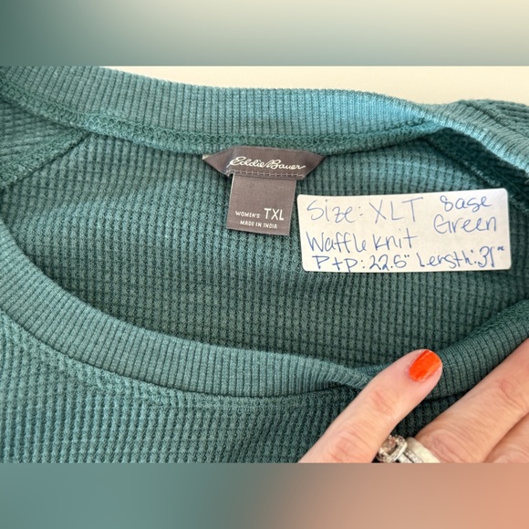 Eddie Bauer Women's Thermal Top - Green, Size XLT - Picture 2 of 9